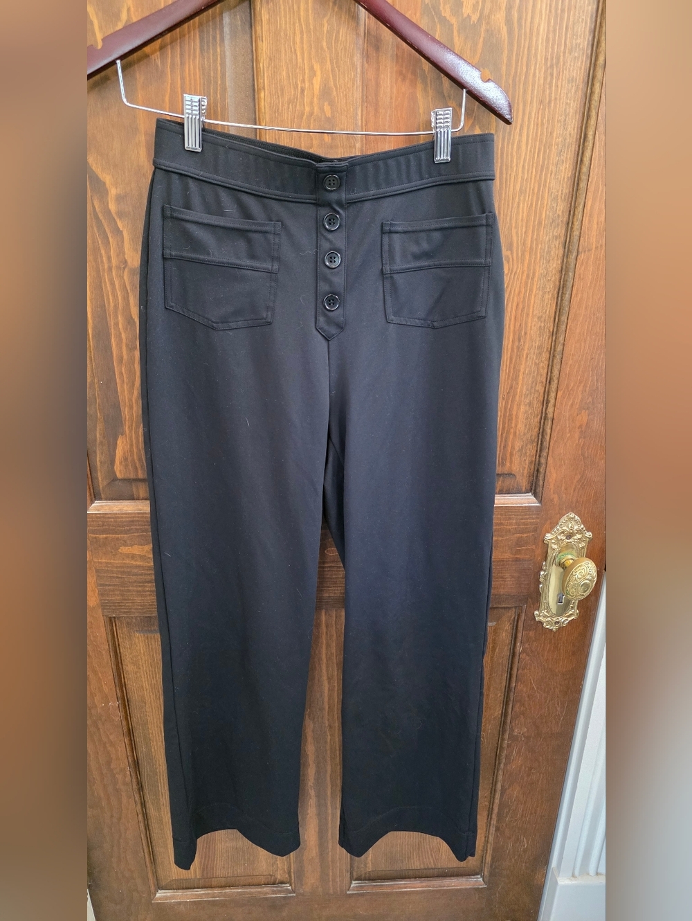 HALARA Black Button-Front High-Rise Trousers
